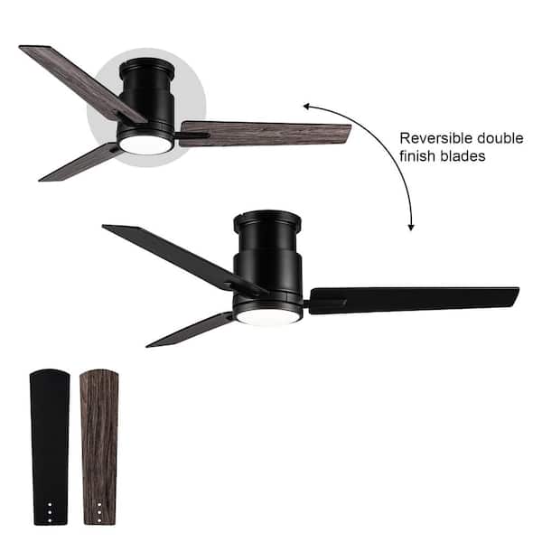 Kaleido 52 in. Indoor Matte Black Low Profile Ceiling Fan with Light and Dual-Finish Blades