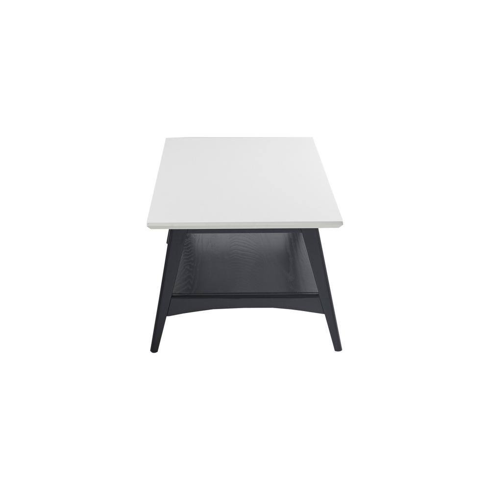 Parker Midcentury Off-White and Black Rectangular Coffee Table