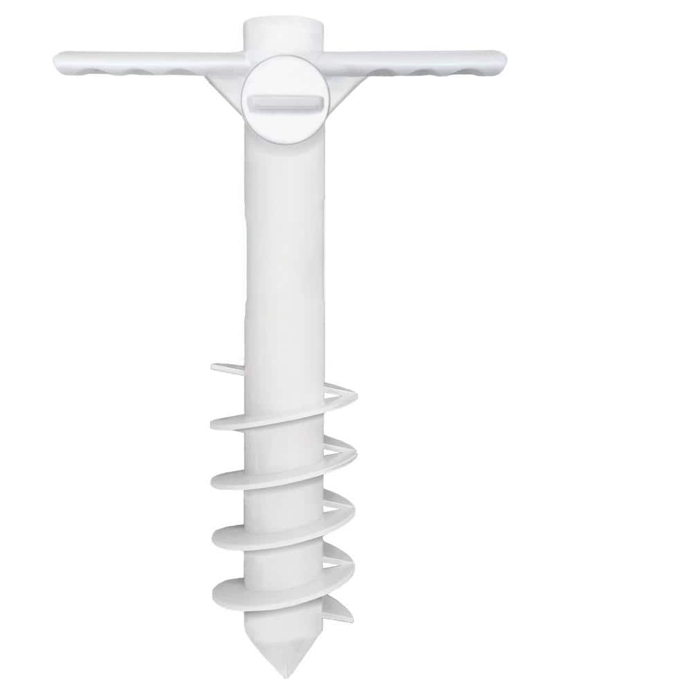 HeavyDuty Plastic Anchor Patio Umbrella Base 6. 89in. Universal One Size Fit Most of Umbrella White with 5 Spiral Screw price history on PriceWatchPro
