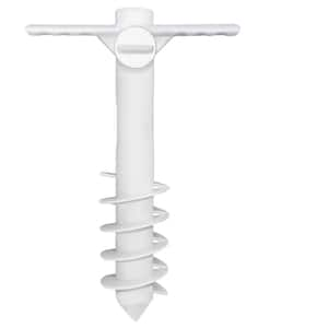 HeavyDuty Plastic Anchor Patio Umbrella Base 6. 89in. Universal One Size Fit Most of Umbrella White with 5 Spiral Screw