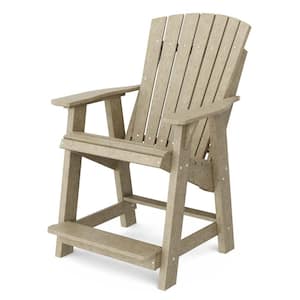 Heritage Weathered Wood Plastic Outdoor High Adirondack Chair