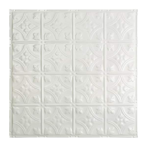 Great Lakes Tin Hamilton 2 ft. x 2 ft. Nail Up Tin Ceiling Tile in Gloss White