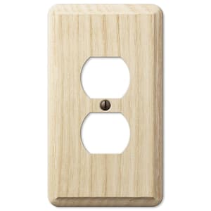 Contemporary 1 Gang Duplex Wood Wall Plate - Unfinished Ash