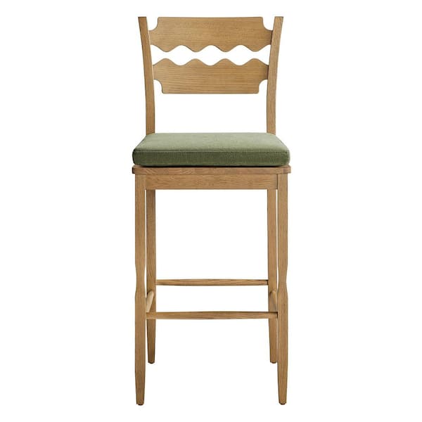 MODWAY Jax Vintage 43 in. H Inspired Oak Wood Bar Stool With Wavy