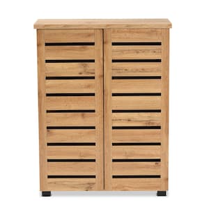 38.34 in. H x 30.24 in. W Brown Wood Shoe Storage Cabinet