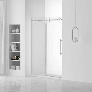 60 in. W x 74.5 in. H Sliding Frameless Shower Door in Chrome Finish with Tempered Clear Glass
