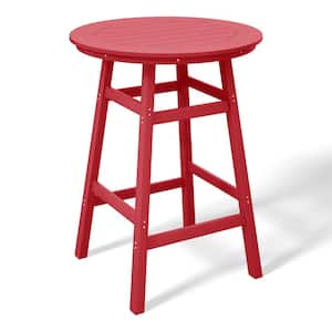 Laguna 35 in. Round HDPE Plastic All Weather Bar Height High Top Bistro Outdoor Bar Table in Red