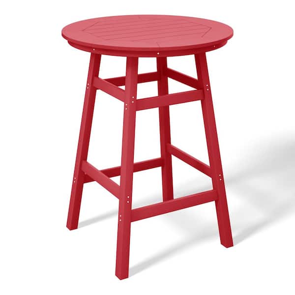WESTIN OUTDOOR Laguna 35 in. Round HDPE Plastic All Weather Bar Height High Top Bistro Outdoor Bar Table in Red