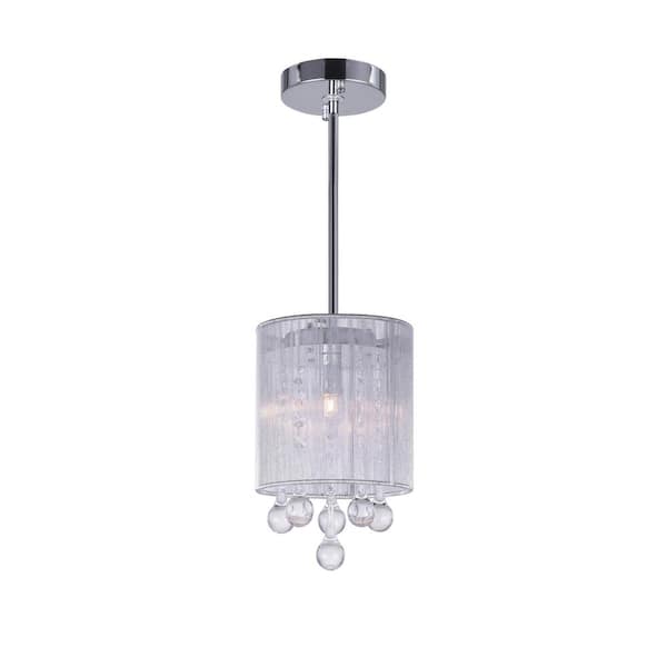 CWI Lighting Water Drop 1 Light Drum Shade Mini Pendant With Chrome Finish