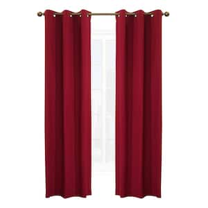 Weathermate Grommet Burgundy Cotton Smooth 40 in. W x 63 in. L Grommet Indoor Room Darkening Curtain (Double Panels)