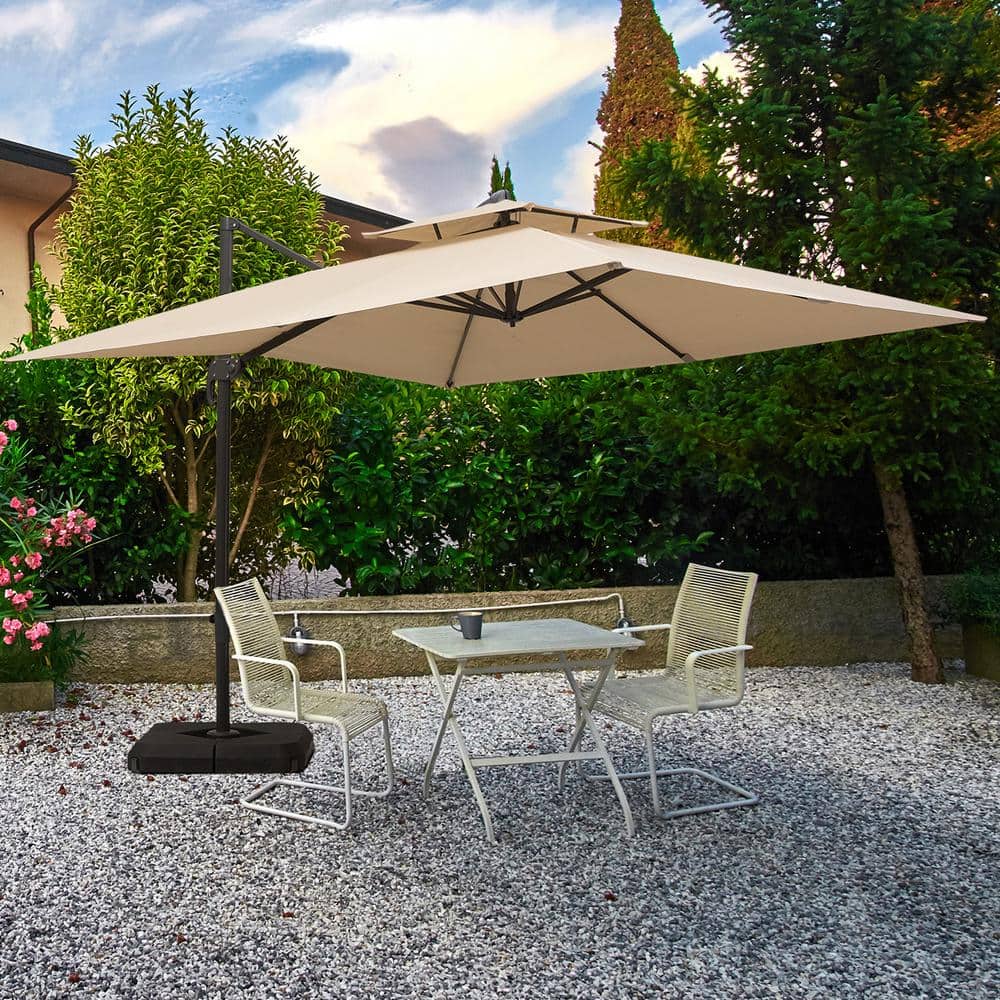 Latte 10ft Cantilever Patio Umbrella with Metal Pole and Base