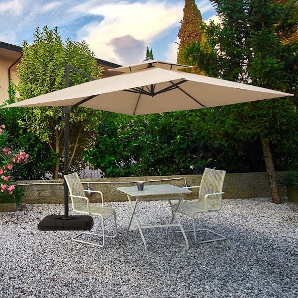 10 ft. Steel Cantilever Tilt Patio Umbrella in Latte with Water-Resistance