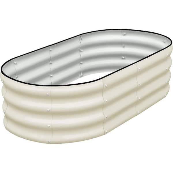 Oyezvary Galvanized Raised Garden Bed 47.24in. L x 23.62in. W x 11.81in. H Oval Metal Planter Box for Outdoor Plants Vegetables