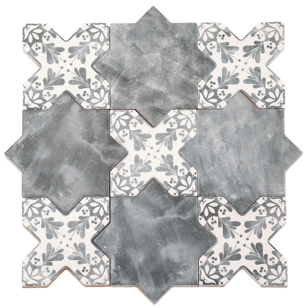 Siena 5.4 in. x 5.4 in. Gray Star with Cross Deco Matte Ceramic Wall and Floor Tile (10.76 sq. ft./case, 54 Pack) price history on PriceWatchPro