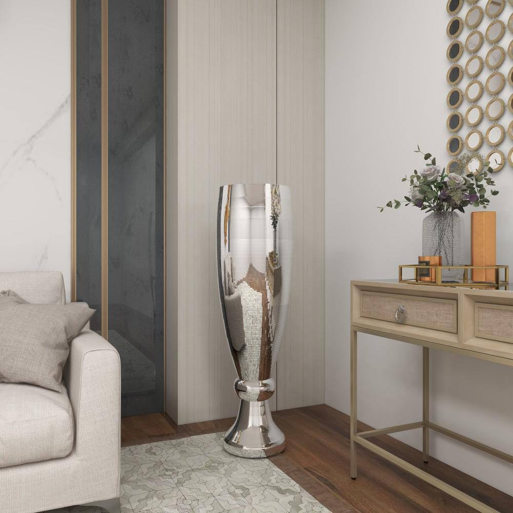 Elegant Silver Ceramic Mosaic Floor Vase 16"x51"