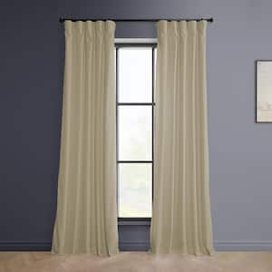 Light Beige Velvet Rod Pocket Room Darkening Curtain - 50 in. W x 108 in. L Single Panel Window Velvet Curtain