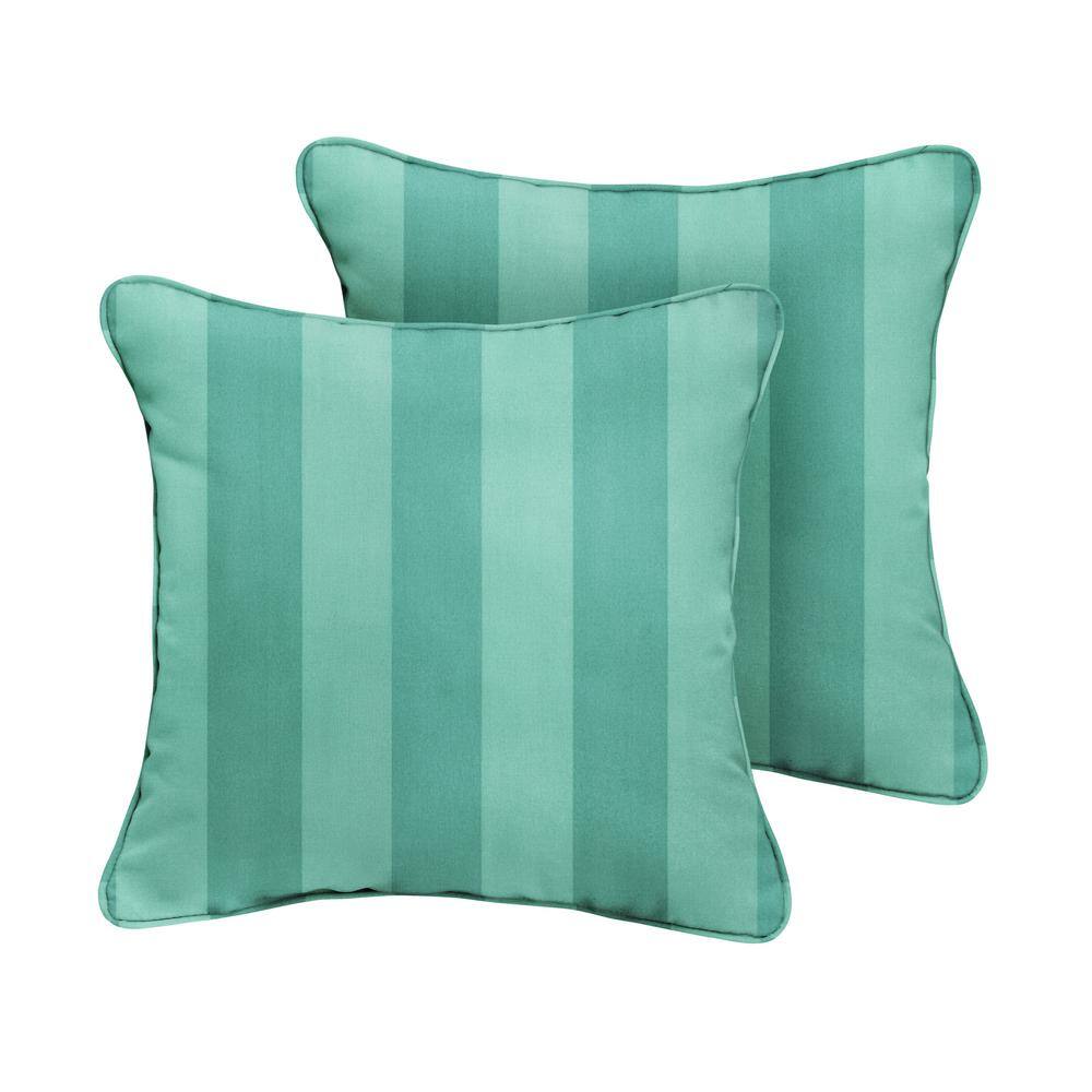 Sorra Home 18 in. x 18 in. x 6 in. Gardenia Seaglass Square Outdoor/Indoor Knife Edge Throw Pillow (Set of 2)