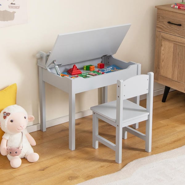 Costway 2-Piece Wood Top Toddler Craft Table and Chair Set