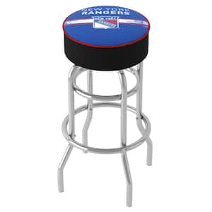 New York Rangers Logo 31 in. Blue Backless Metal Bar Stool with Vinyl Seat