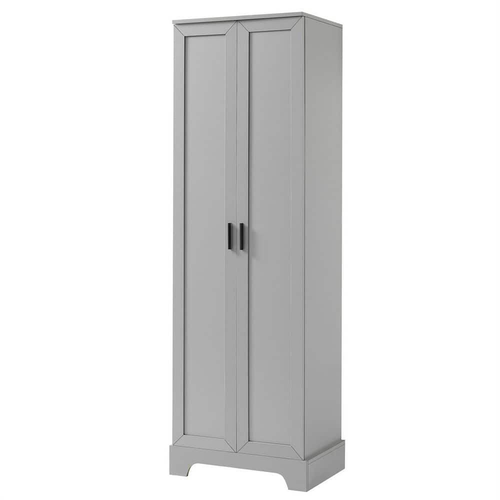 16.9 in. W x 23.3 in. D x 71.2 in. H Gray MDF Linen Cabinet with Adjustable Shelf 0 Drawers, 2 Doors