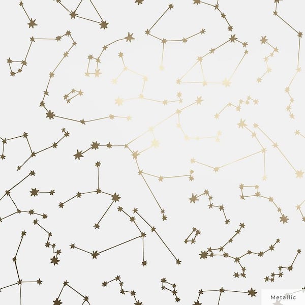 Novogratz Frost and Metallic Gold Constellations Vinyl Peel and Stick Wallpaper Roll (Covers 28 sq. ft.)