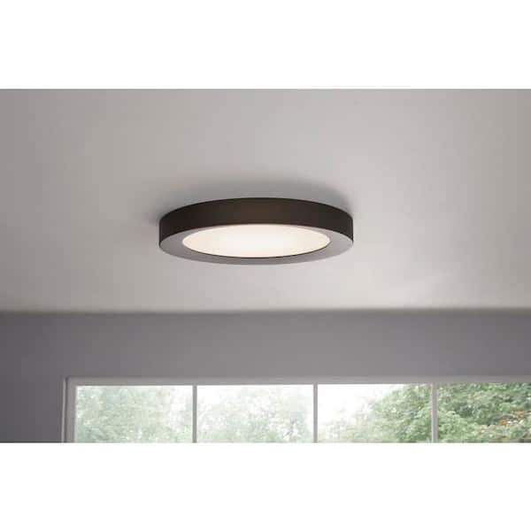 Calloway 19 in. Matte Black Concave Selectable LED Flush Mount
