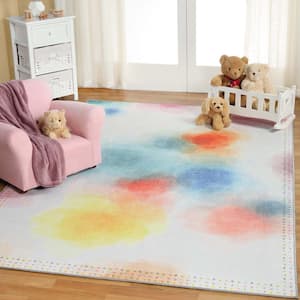 Blossom Rose Pin.k 5 ft. 7 in. x8 ft. 9 in. Kids Bright Patterned NonSlip Power Loomed Polyester Area Rug