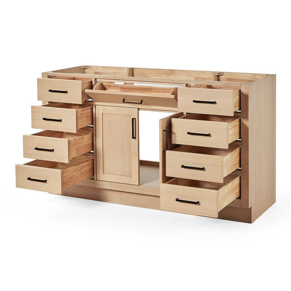 Hepburn 60" Light Oak Freestanding Bathroom Vanity Base