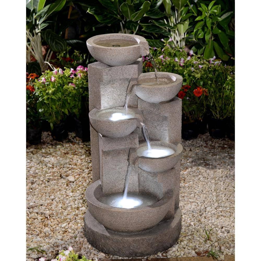 Jeco Multi Tier Bowls Water Fountain With Led Light Fcl107 The Home Depot