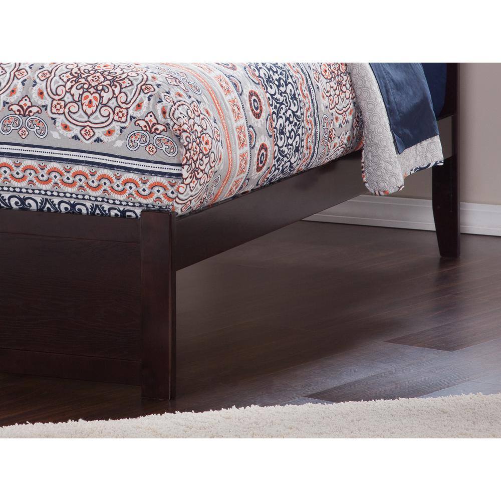 Espresso Queen Wood Platform Bed with Trundle and Slats