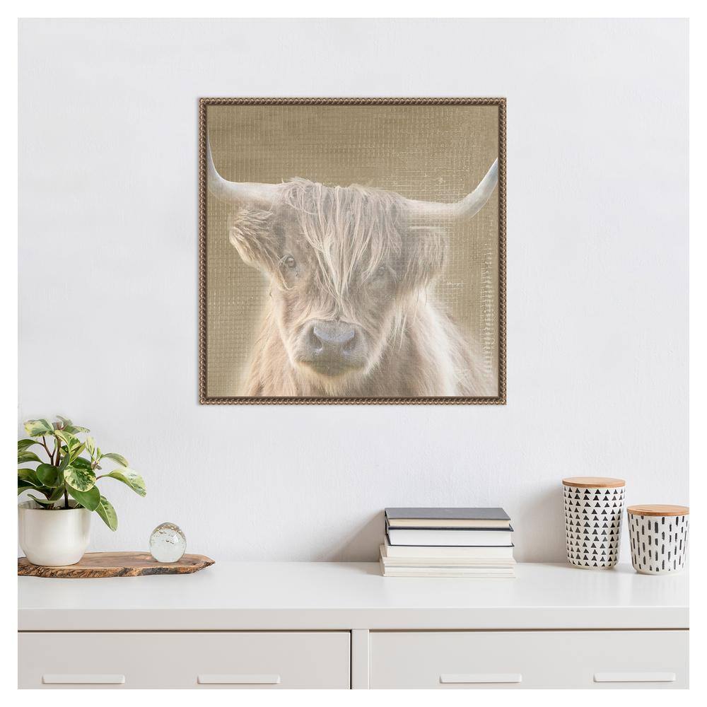 Soulful Bull Bronze Framed Canvas Animal Print 22x22