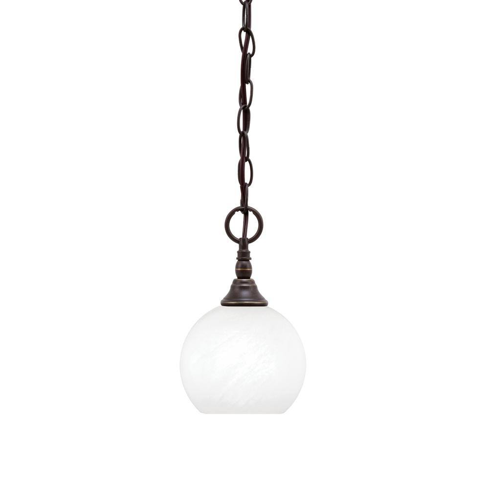 Elva 100-Watt 1_light Dark Granite Shaded Pendant Light with 5.75 in. White