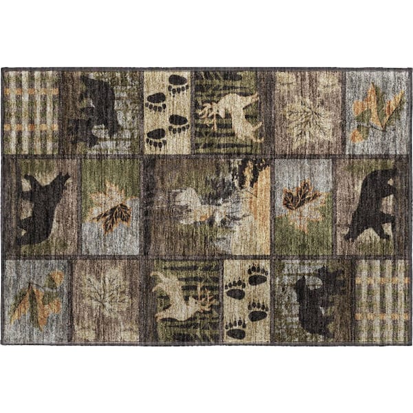 Mayfield Premium Machine Washable Abstract AMF2448 Black 2 ft. x 3 ft. Accent Rug