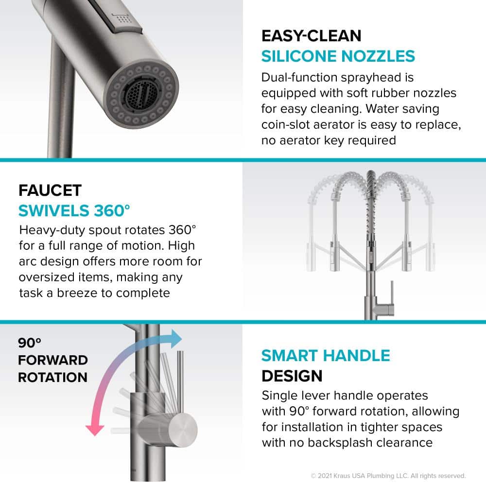 Stainless Steel Commercial Pull-Down Kitchen Faucet with Spray