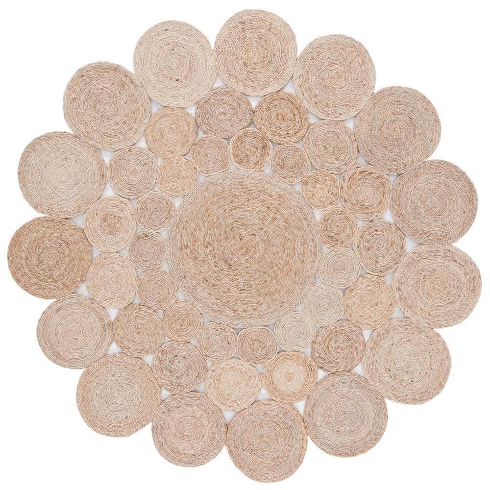 Natural Fiber Beige 10 ft. x 10 ft. Woven Floral Round Area Rug price history on PriceWatchPro