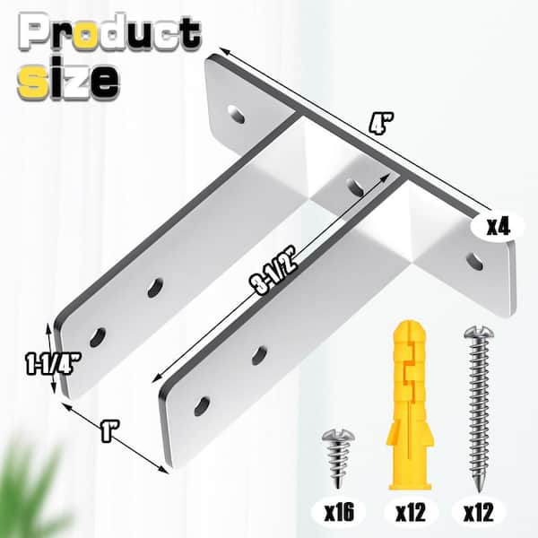 4 Piece Urinal Screen Brackets in Polished Chrome for 1 in. Panels Included Bath Fasteners Restroom Partition Hardware