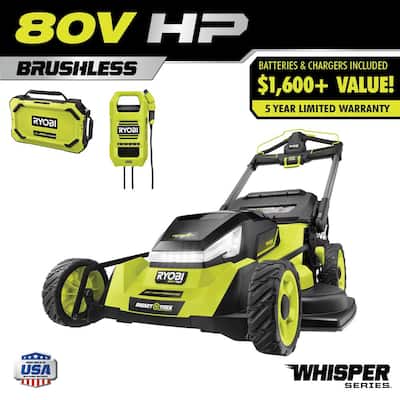 80V HP Brushless Battery Cordless Electric 30 in. Multi-Blade Lawn Mower with Battery and  — Home Depot clearance
