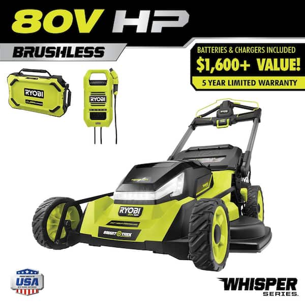 RYOBI 80V HP Brushless Battery Cordless Electric 30 in. Multi-Blade Mower with Battery and Charger