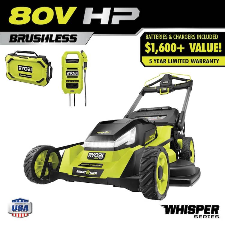 RYOBI 80V HP Brushless Battery Cordless Electric 30 in. Multi-Blade Lawn Mower with Battery and Charger