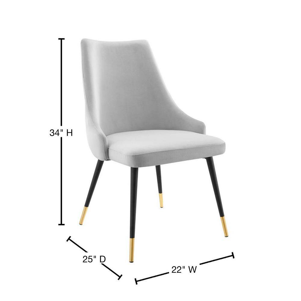 Light Gray Velvet Tufted Dining Side Chair with Gold Accents