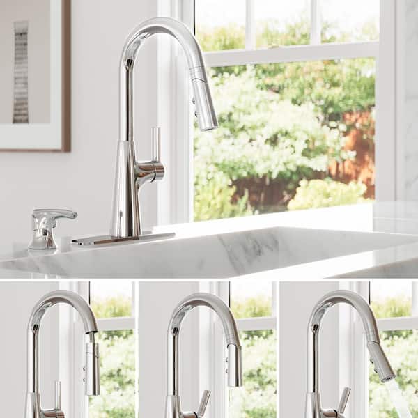 Tasso Single Handle Pull Down Sprayer Kitchen Faucet with HydroBlade Spray in Polsihed Chrome