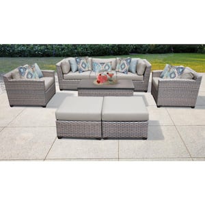 Florence 8-Piece Wicker Outdoor Sectional Seating Group with Beige Cushions