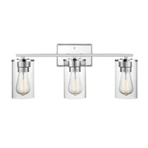 Verlana 22 in. 3-Light Chrome Bathroom Vanity Light with Clear Glass Shade