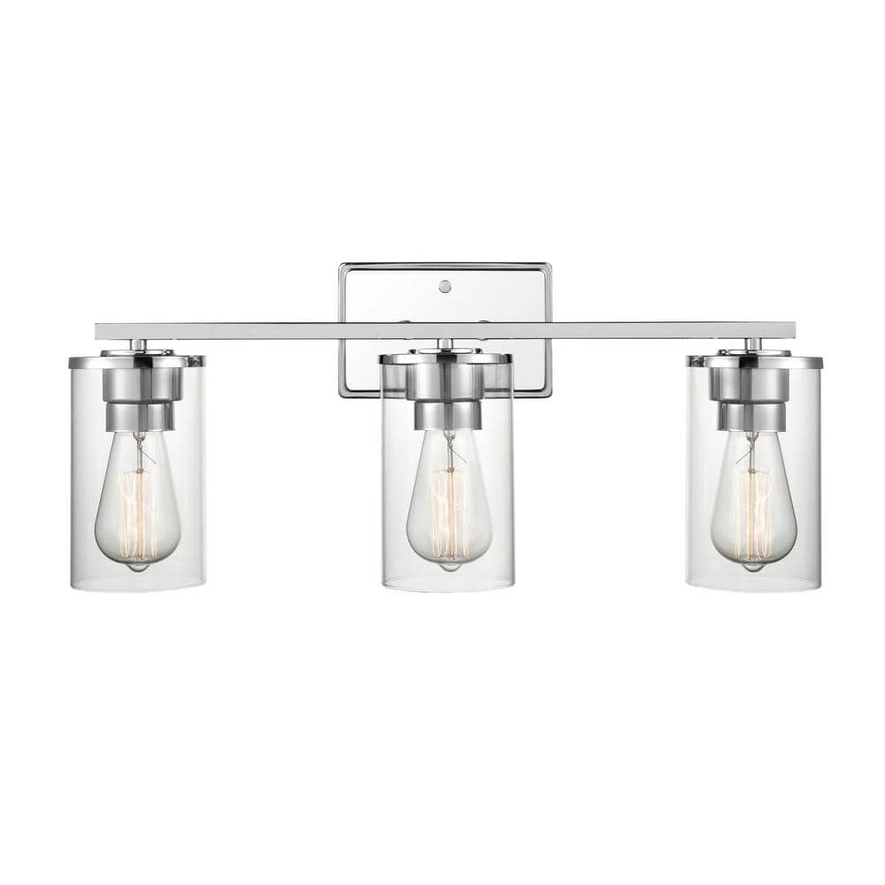 Verlana Chrome Cylinder 3-Light Outdoor Vanity Fixture