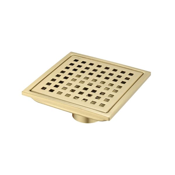 6 in. Grid Floor Stainless Steel Shower Drain in Brushed Gold