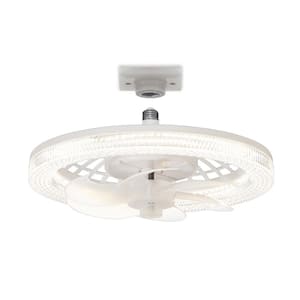 13 in. Integrated LED White Modern Small Flush Mount With Remote, LED Light, Socket and Frosted Acrylic Shade