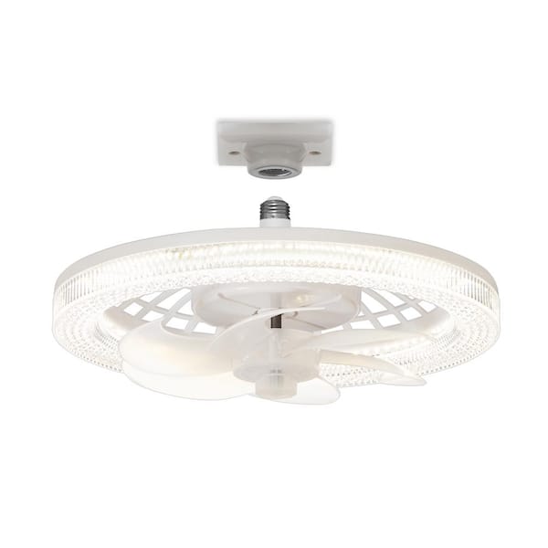 Breezary 13 in. Integrated LED White Modern Small Flush Mount With Remote, LED Light, Socket and Frosted Acrylic Shade