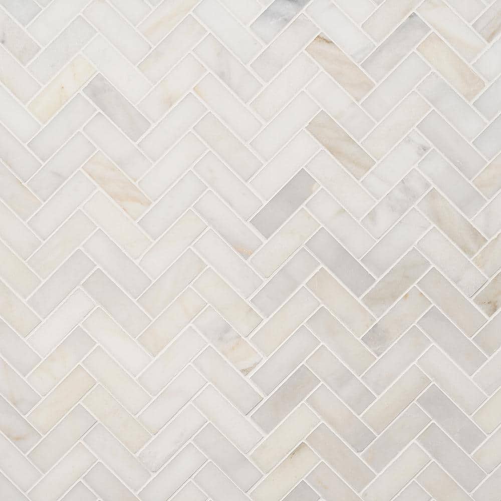 White Jade 11.92 in. x 12.79 in. Herringbone Polished Marble Mosaic Tile (1.06 sq. ft./Each) price history on PriceWatchPro