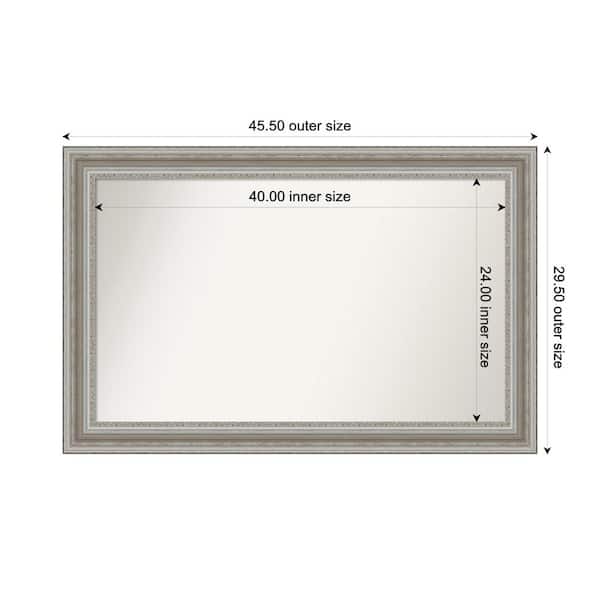 Amanti Art Parlor Silver 45.5 in. x 29.5 in. Custom Non-Beveled Recycled Polystyrene Framed Bathroom Vanity Wall Mirror