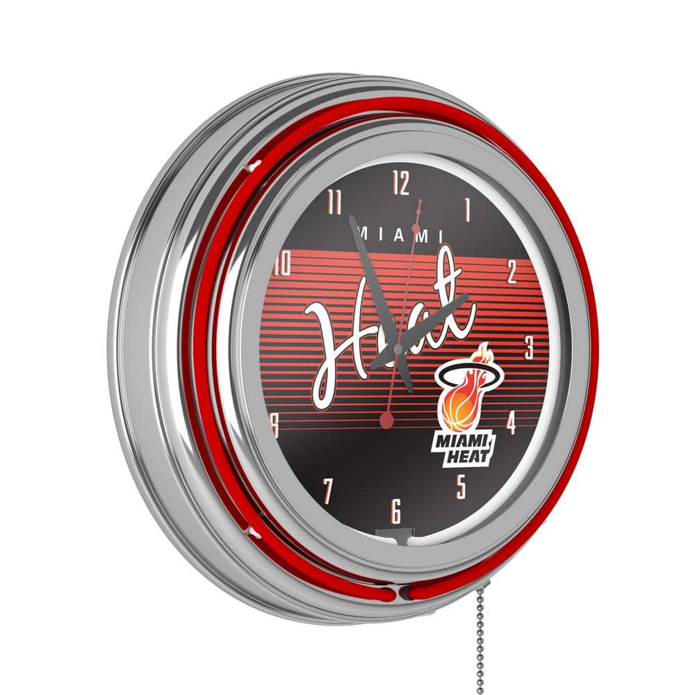 Miami Heat Red Hardwood Classics Lighted Analog Neon Clock NBA8HCMHHD